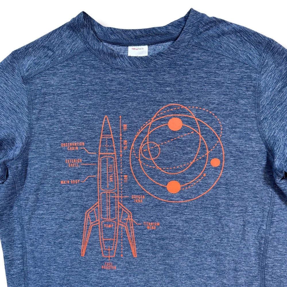 Hanna Andersson T-Shirt Kids Size 12 Blue Rocket Space Graphic Tee